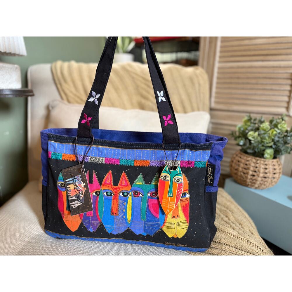 Laurel Burch Tribal Cats Medium Tote - NWT